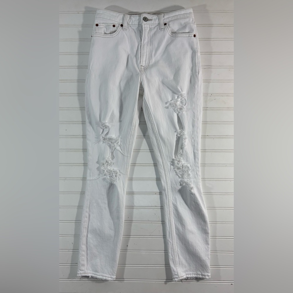 Abercrombie & Fitch Simone High Rise Skinny Slim Jeans White Size 27 4R Grunge